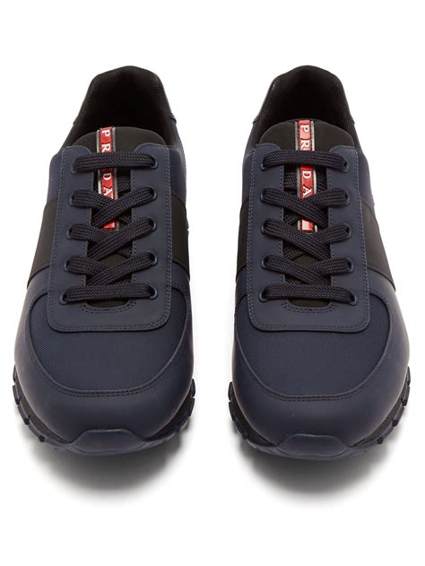 mens navy prada trainers|prada downtown sneakers.